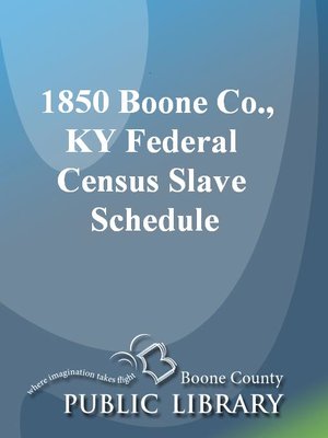 cover image of 1850 Boone Co., KY Federal Census Slave Schedule